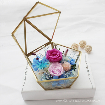 Стеклянная коробка кольца свадебные украшения бессмертный цветок